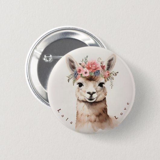Niedlich Llama sagt Lala Liebe Personalisiert Butt Button (Vorne & Hinten)