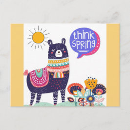 Niedlich Llama Think Spring Postkarte