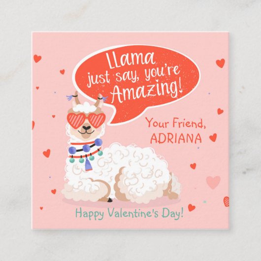 Niedlich Llama Valentine Begleitkarte (Vorderseite)