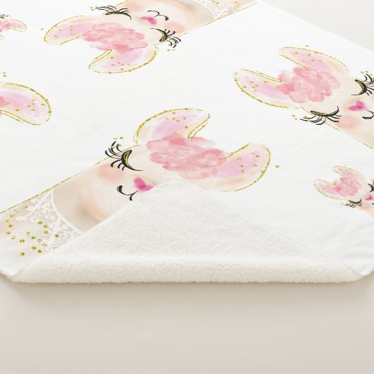 Niedlich Llama Watercolor Sherpa Blanket Sherpadecke (3/4)