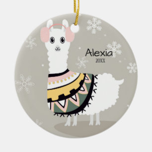 Niedlich Llama Weihnachten Keramik Ornament