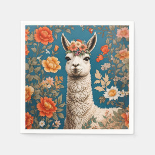 Niedlich Llama William Morris Inspirierte floral Serviette