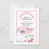 Niedlich Llama Young Child Birthday Party Pink Einladung (Vorderseite)