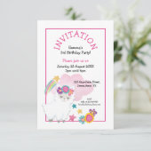 Niedlich Llama Young Child Birthday Party Pink Einladung (Stehend Vorderseite)