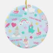 Niedlich Llamacorn Pastel Pattern Weihnachten Keramik Ornament (Hinten)