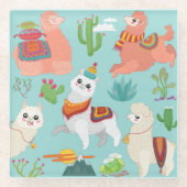 Niedlich Llamas Glasuntersetzer (Vorderseite)