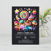 Niedlich Lollipop Wonderland Geburtstag Einladung (Stehend Vorderseite)