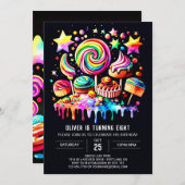 Niedlich Lollipop Wonderland Geburtstag Einladung (Vorne/Hinten)