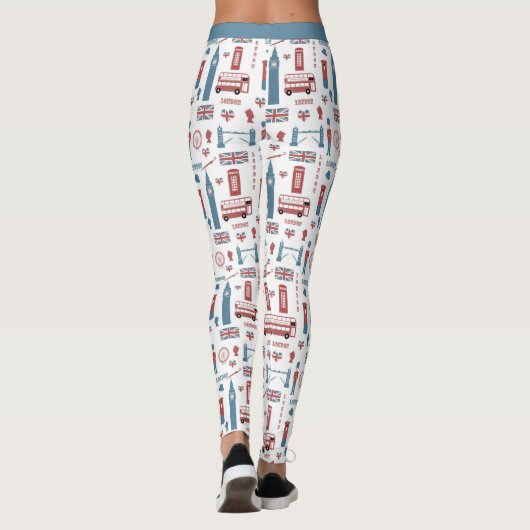 Niedlich London England Big Ben English Flag Yoga Leggings (Rückseite)