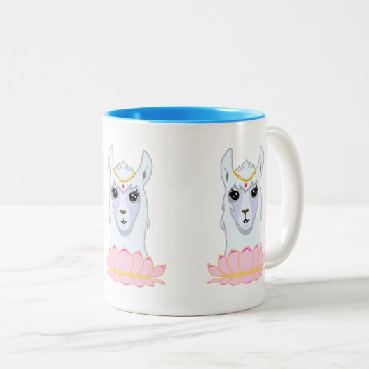 Niedlich Lotus Blume & Llama Zweifarbige Tasse (VorderseiteRechts)