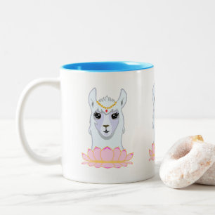 Niedlich Lotus Blume & Llama Zweifarbige Tasse