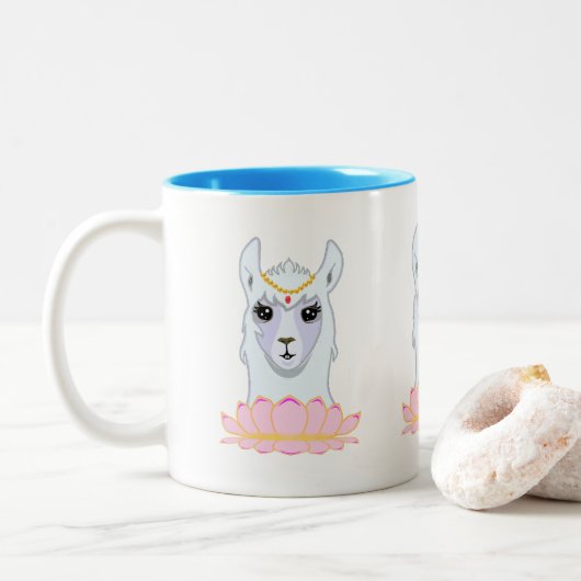 Niedlich Lotus Blume & Llama Zweifarbige Tasse (Mit Donut)