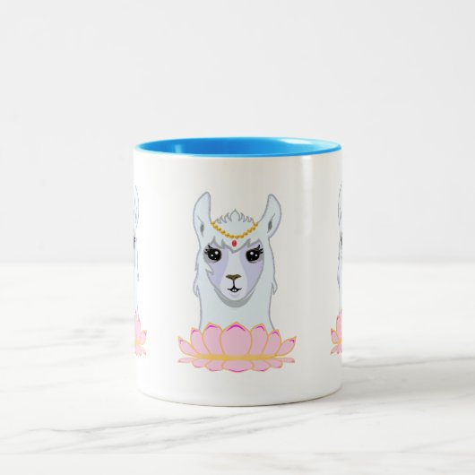 Niedlich Lotus Blume & Llama Zweifarbige Tasse (Mittel)