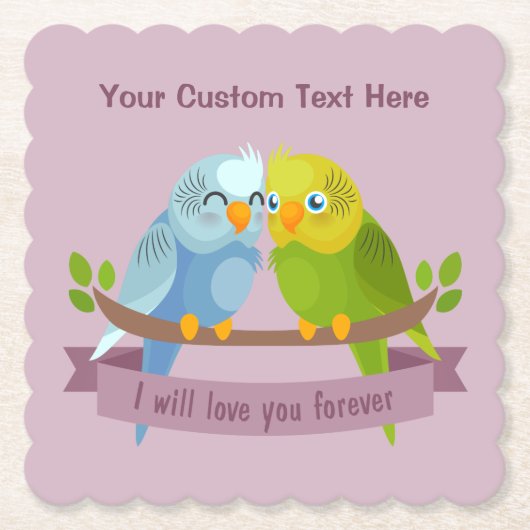 Niedlich Love Birds benutzerdefinierte Text-Unters Untersetzer (Vorderseite)