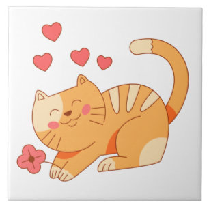 Niedlich Love Orange Tabby Kitten Fliese