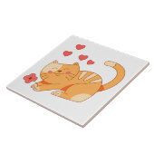 Niedlich Love Orange Tabby Kitten Fliese (Seite)