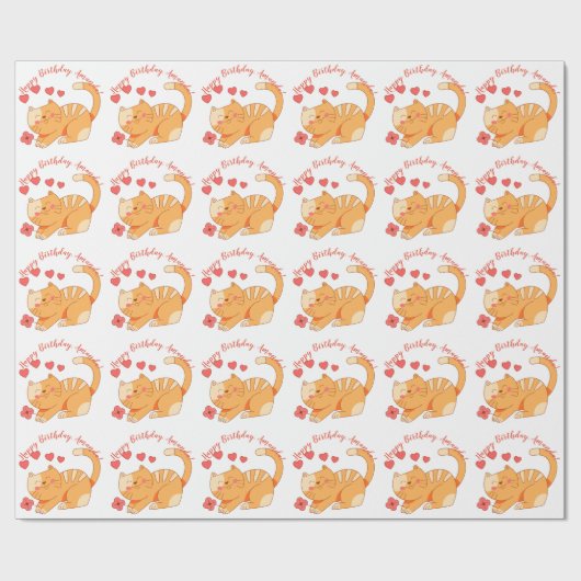 Niedlich Love Orange Tabby Kitten Geschenkpapier (Flach)