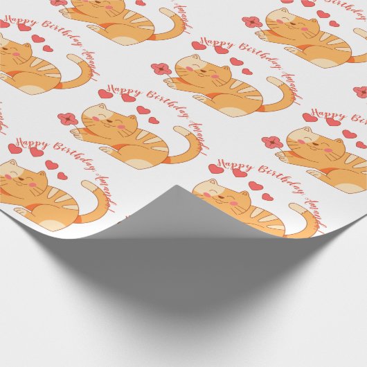 Niedlich Love Orange Tabby Kitten Geschenkpapier (Ecke)