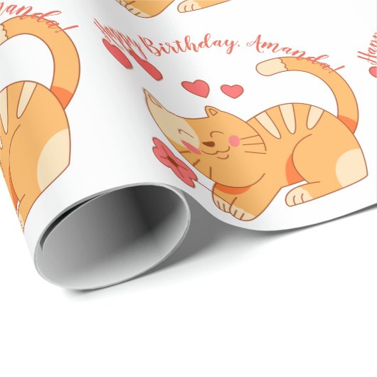 Niedlich Love Orange Tabby Kitten Geschenkpapier (Rolleneckpunkt)