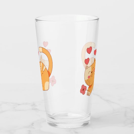 Niedlich Love Orange Tabby Kitten Glas (Links)