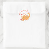 Niedlich Love Orange Tabby Kitten Runder Aufkleber (Tasche)