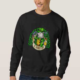 Niedlich Lucky Cat Leprechaun Rainbow Kleeblatt St Sweatshirt