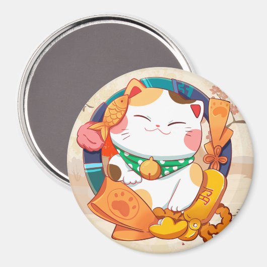 Niedlich Lucky Cat Magnet (Vorderseite/Rückseite)
