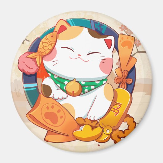 Niedlich Lucky Cat Magnet (Vorne)