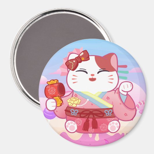 Niedlich Lucky Cat Magnet (Vorderseite/Rückseite)