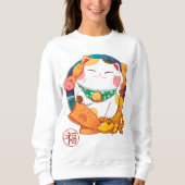 Niedlich Lucky Cat Sweatshirt (Vorderseite)
