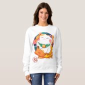 Niedlich Lucky Cat Sweatshirt (Vorne ganz)