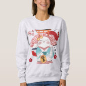 Niedlich Lucky Cat Sweatshirt (Vorderseite)
