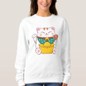 Niedlich Lucky Cat Sweatshirt (Vorderseite)
