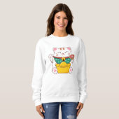 Niedlich Lucky Cat Sweatshirt (Vorne ganz)