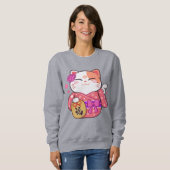 Niedlich Lucky Cat Sweatshirt (Vorne ganz)