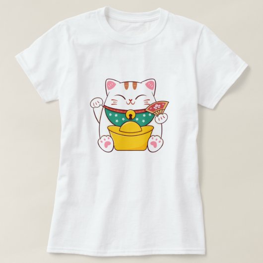 Niedlich Lucky Cat T-Shirt (Design vorne)