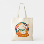 Niedlich Lucky Cat Tragetasche (Rückseite)