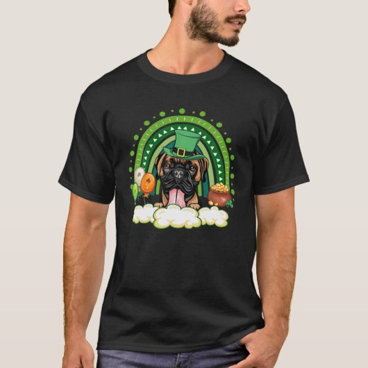 Niedlich Lucky Rainbow Boxer Kleeblatt St Patrick' T-Shirt (Vorderseite)