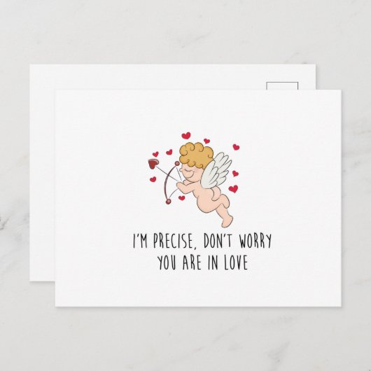 Niedlich, lustig Cupid und Herz mit Anführungskart Postkarte (Vorne/Hinten)