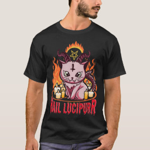Niedlich & lustig Satanic Hail Lucipurr Rainbow Go T-Shirt