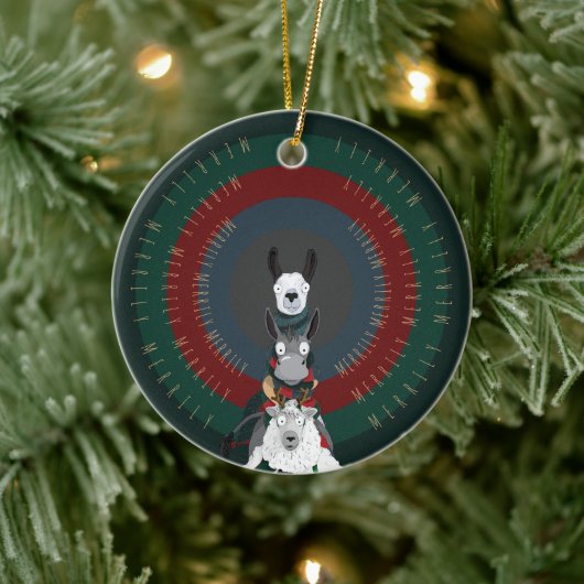 Niedlich, lustig, Spaß Donkey Llama Sheep Keramik Ornament (Baum)