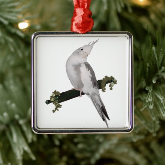 Niedlich Lutino Cockatiel Bird Ivy Perltier Ornament Aus Metall (Baum)