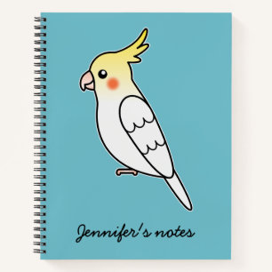 Niedlich Lutino Cockatiel Cartoon Bird Illustratio Notizblock
