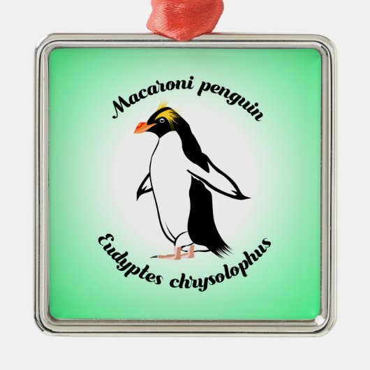 Niedlich Macaroni Penguin Ornament Aus Metall (Vorne)