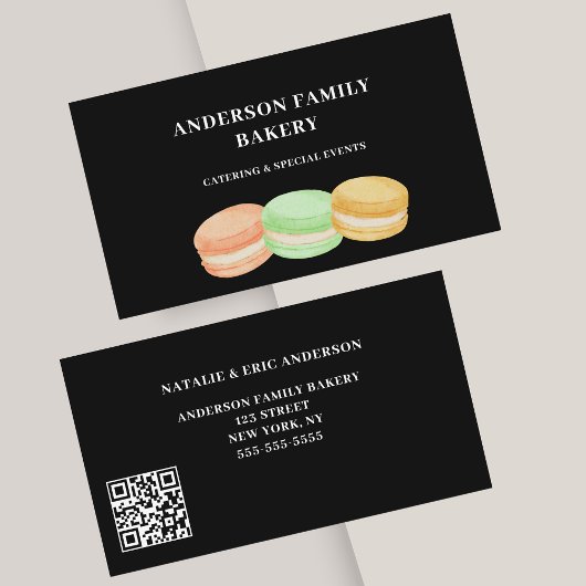 Niedlich Macarons Bakery QR Code Business Card Visitenkarte