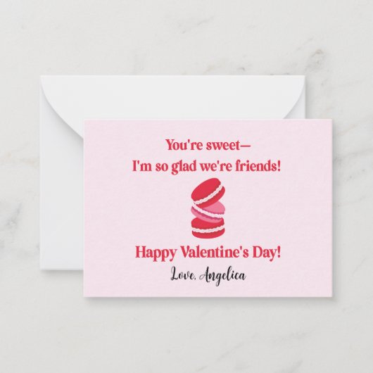 Niedlich-Macarons-Valentinstag-Klassenzimmer Mitteilungskarte (Vorderseite)