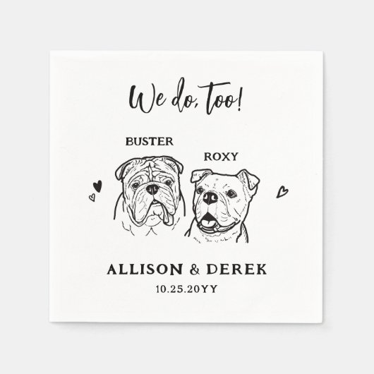 Niedlich machen wir zu 2 Hunde English Bulldog Wed Serviette (Vorderseite)