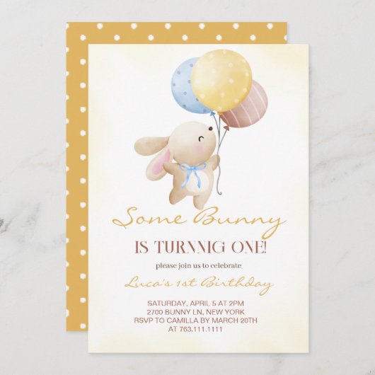 Niedlich macht sich etwas Bunny einen Geburtstag Einladung (Vorne/Hinten)