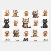 Niedlich Mad Angry Black Gray Orange Cats Geschenkpapier Set (Vorderseite 2)