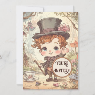 Niedlich Mad Hatter Whimsical Wonderland Art Einladung